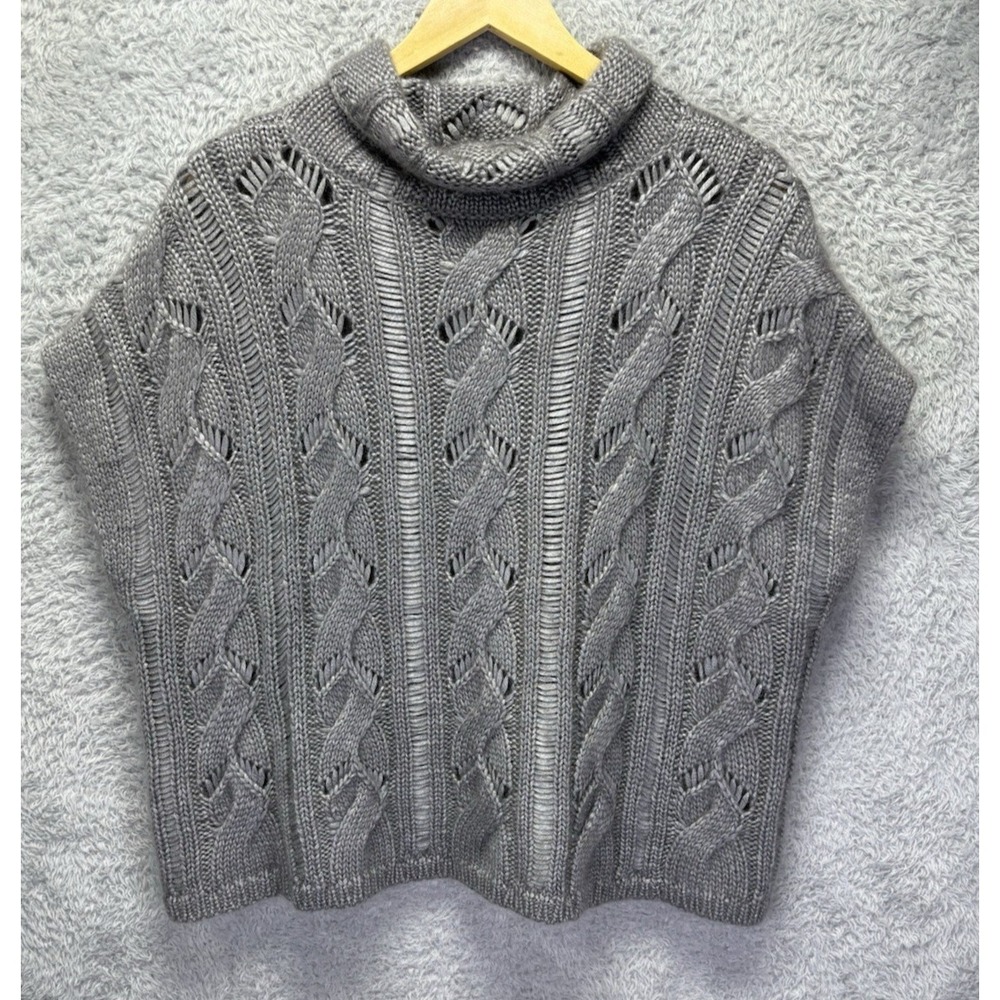 Eileen Fisher Cable Knit Cashmere Silk Mohair Sweater Short Slv Quiet Luxury S/M - Picture 2 of 8